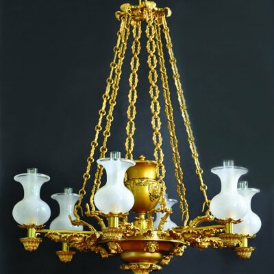 A Regency Six-Light Suspended Argand